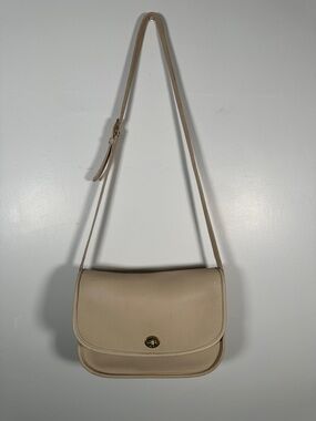 Coach Vintage City Bag No. 9139 USA Made Beige Leather Crossbody Shoulder Bag